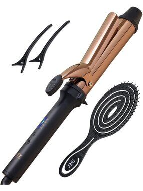 Brown 1.25 Inch Ceramic Curling Iron - Dual Voltage, Perfect for Travel